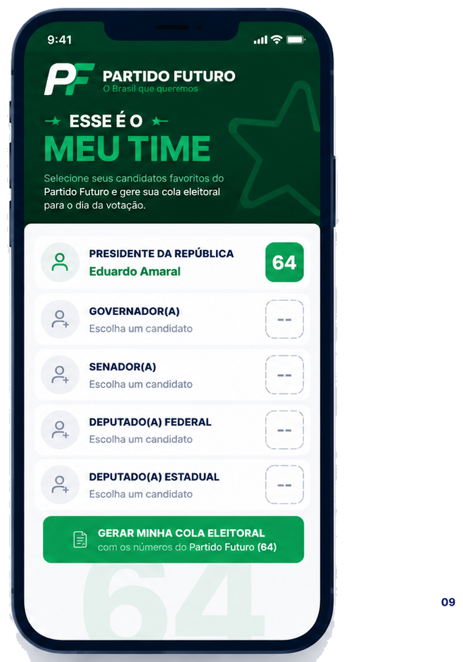 App — monte seu time eleitoral
